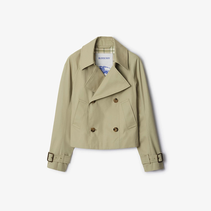 burberry cropped cotton blend trench jacket